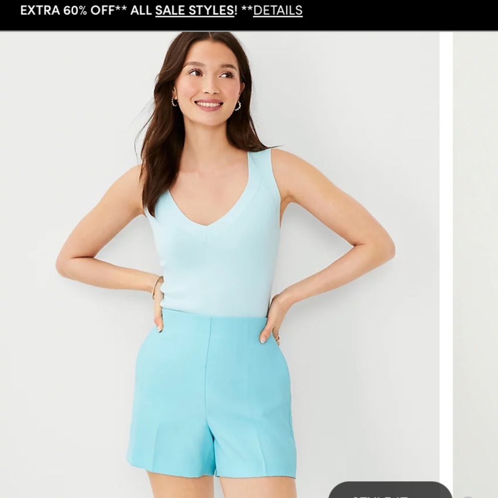 XS Ann Taylor V Neck Sweater Bare Aqua